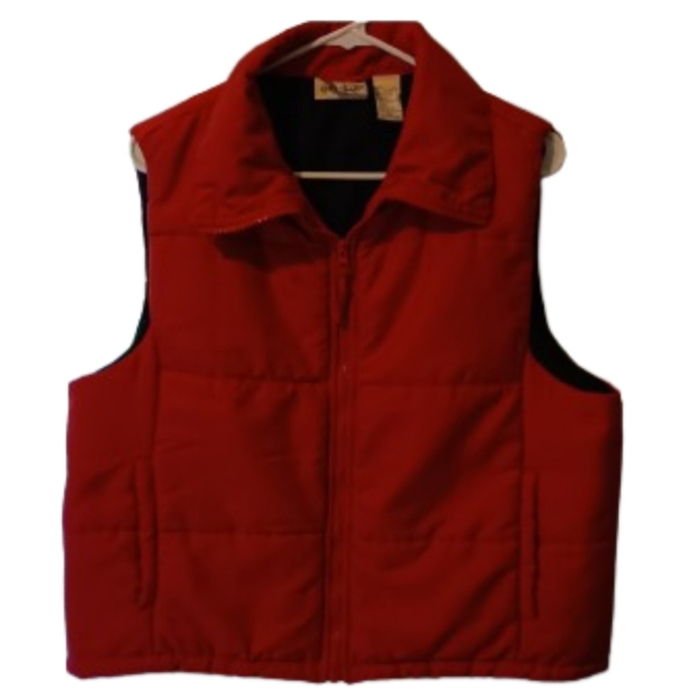 Red zip puffer vest By Kim Rogers Front Zip Adjustable Collar Size‎ XL